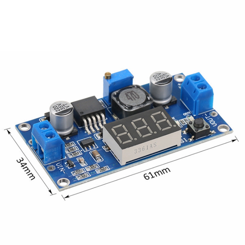LM2596 DC-DC Adjustable Step-Down Module With Voltmeter Display, Blue Board Step-Down Digital Display