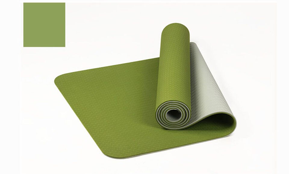 183*61Cm 6Mm Dikke Dubbele Kleur Antislip Tpe Yoga Mat Oefening Sport Mat Voor fitness Gym Thuis Smaakloos Pad: green