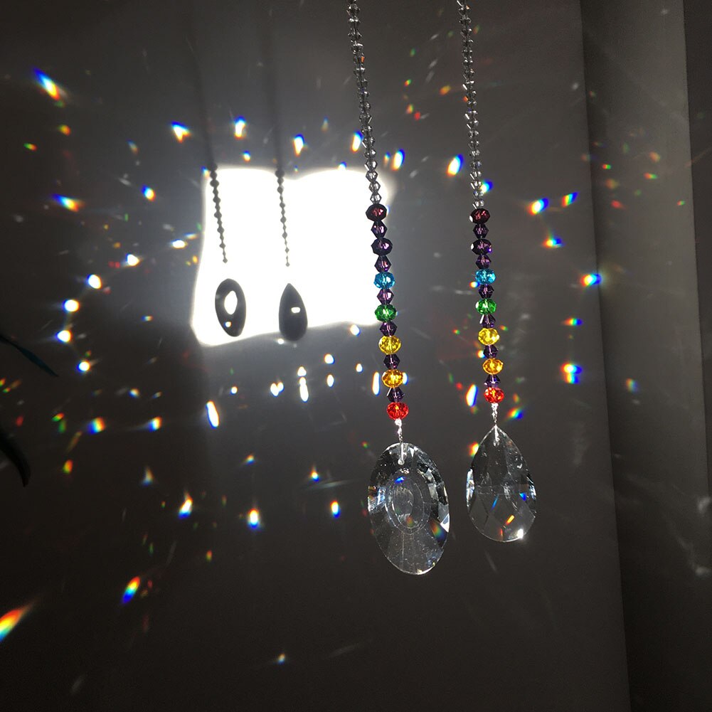 50mm 2 stks/set Kristallen Prisma Suncatchers Regenboog Gordijnen Chakra Zon Catchers met Vijf Ster Kralen Huis & Tuin decor,