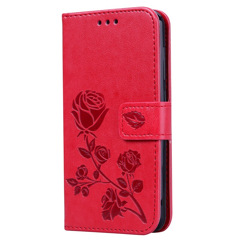 Per Infinix Hot 10 Lite custodia per telefono custodia in pelle PU per telefono Flip Cover Protector per Infinix Hot 10 Lite Funda portafoglio Shell Book Capa: MGH Red