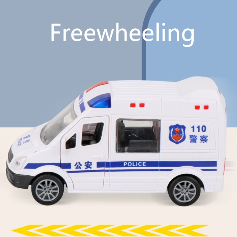 A2UB Geen Voeding Fire Auto Interactieve Ambulance Auto Wind-Up Plastic Wrijving Speelgoed Inertie Speelgoed Set Deuren Kan open