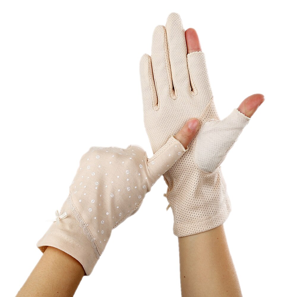 Guantes sin dedos para conducir para mujer, guantes de protección solar elásticos para verano y primavera, guantes Anti-Uv antideslizantes, mitones transpirables
