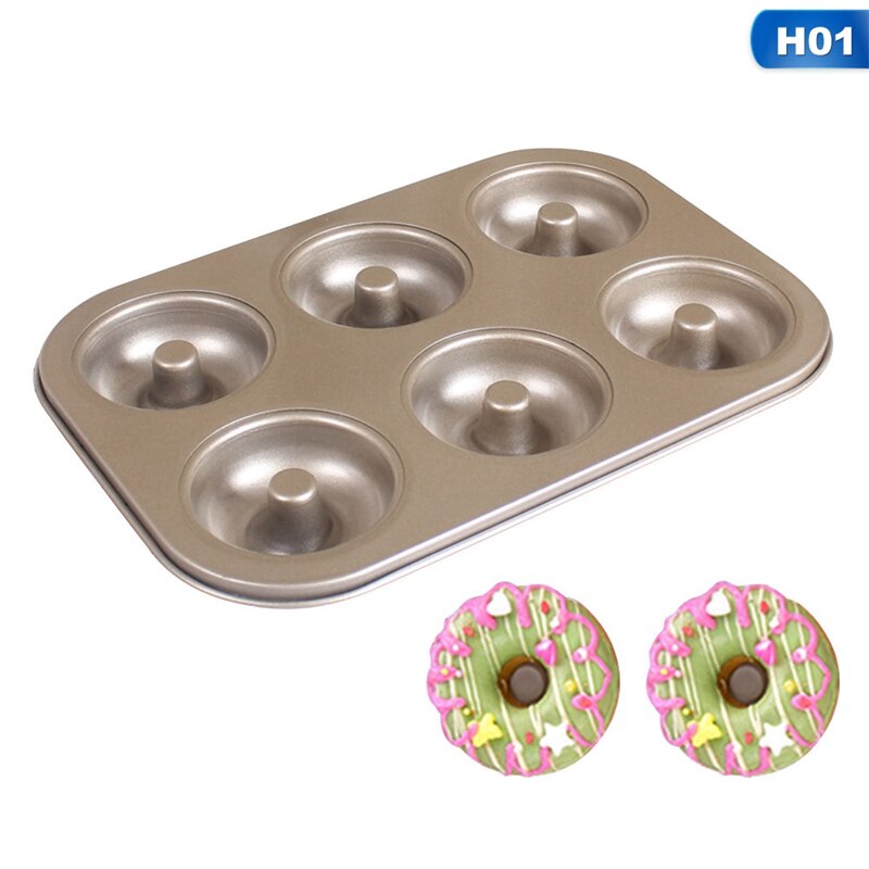 6 Pcs Carbon Staal Gouden Donut Cakevorm Bakken Pan Keuken Bakvorm Cake Bakvorm Keuken Koken Gereedschap: H01