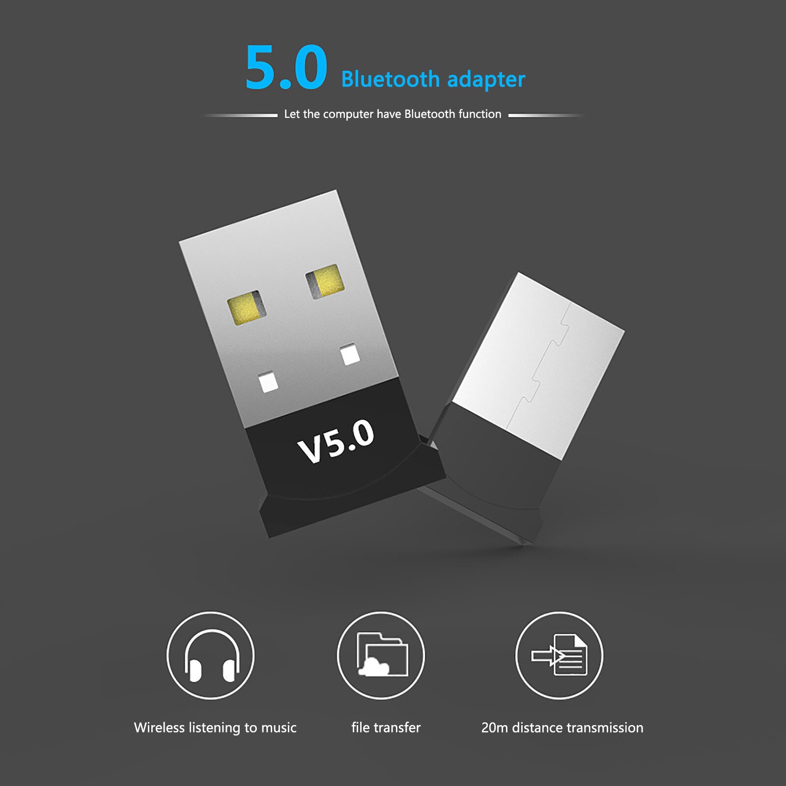 Usb Bluetooth 5.0 Adapter Zender Bluetooth Ontvanger Audio Bluetooth Dongle Draadloze Usb Adapter Voor Computer Pc Laptop