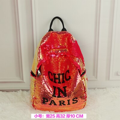 SHEE-mochila de lentejuelas brillantes con personalidad para mujer, mochila escolar para chica, bolsas de viaje de gran capacidad, bolsas de , mochila brillante: Rojo / 12 pulgadas