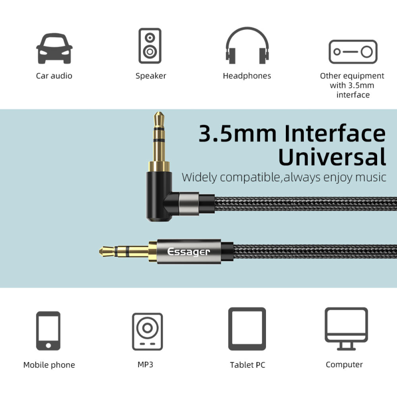 Essager AUX Cable 3.5mm Jack Audio Cable For Speaker Wire Headphone Car 3.5 mm Jack Hifi Aux Adapter Cord For Xiaomi