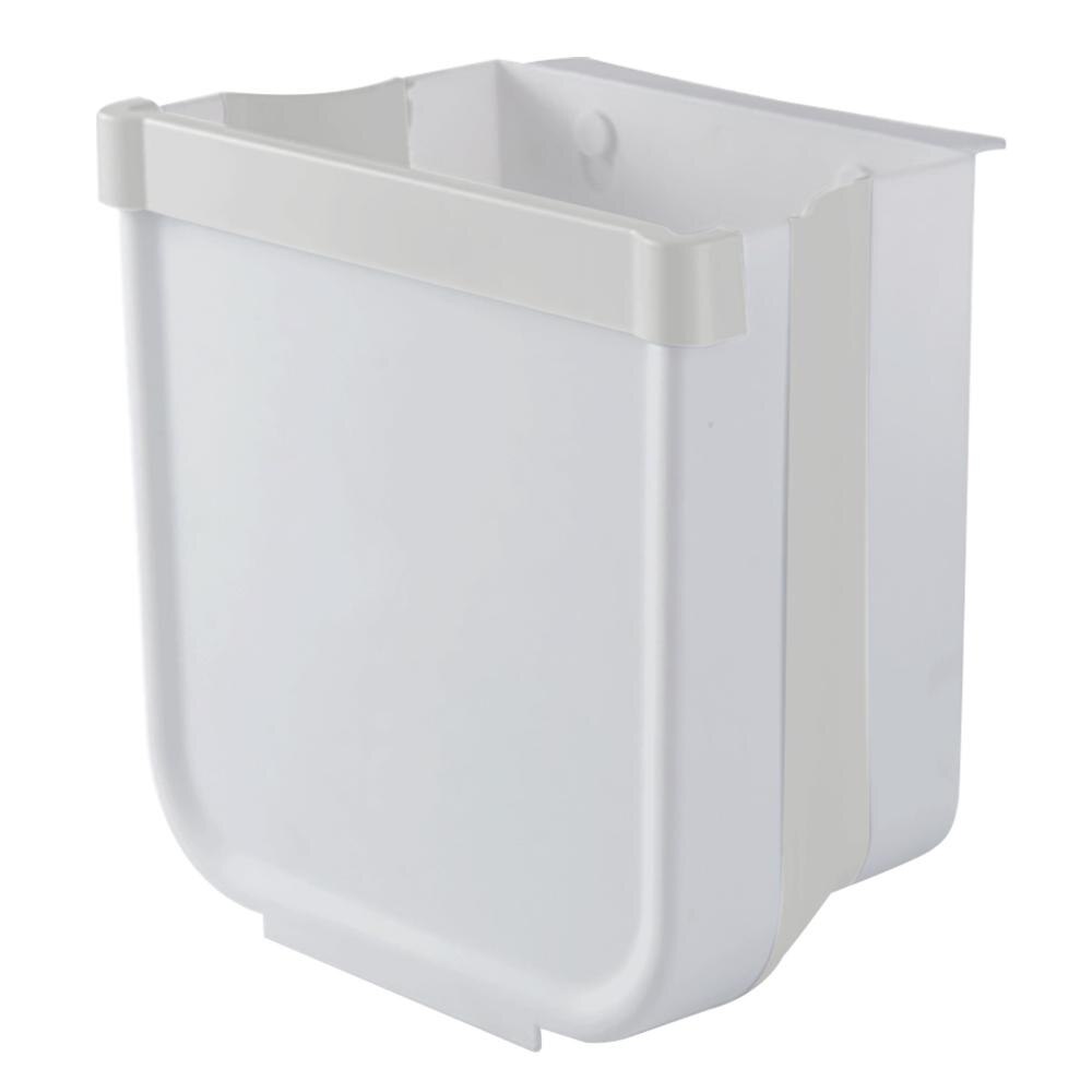 Cubo de basura plegable cubo basura colgar gratis perforar cubo de basura para cocina armario puerta cajón dormitorio residuos caja de almacenamiento: White / L
