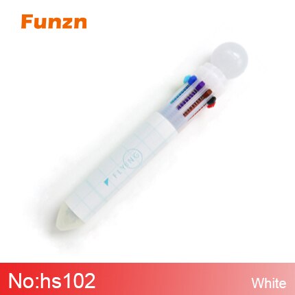 Funzn 0.5 mm 10 colors ballpoint pens for writing Chancellery simple office school supplies ball pen luxury nurses: hs102-white