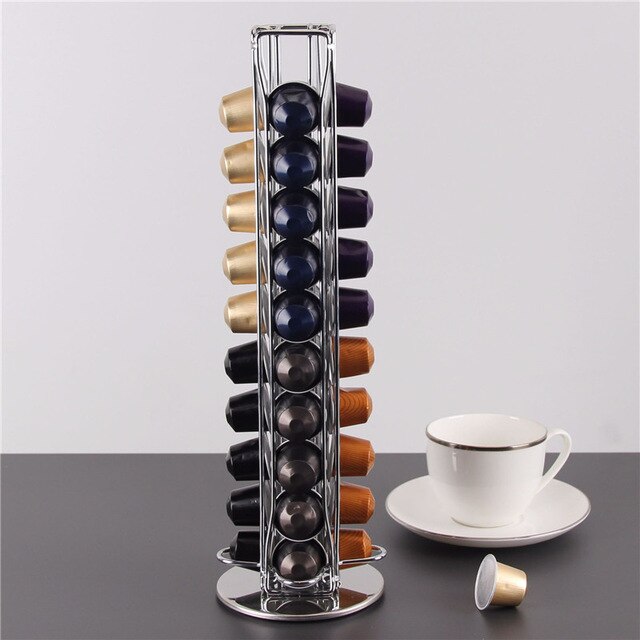 Nespresso kapselholder kaffe pod opbevaringsstativ rack passer til 40 stk nespresso kaffesæt sæt rustfrit kaffe filterholder