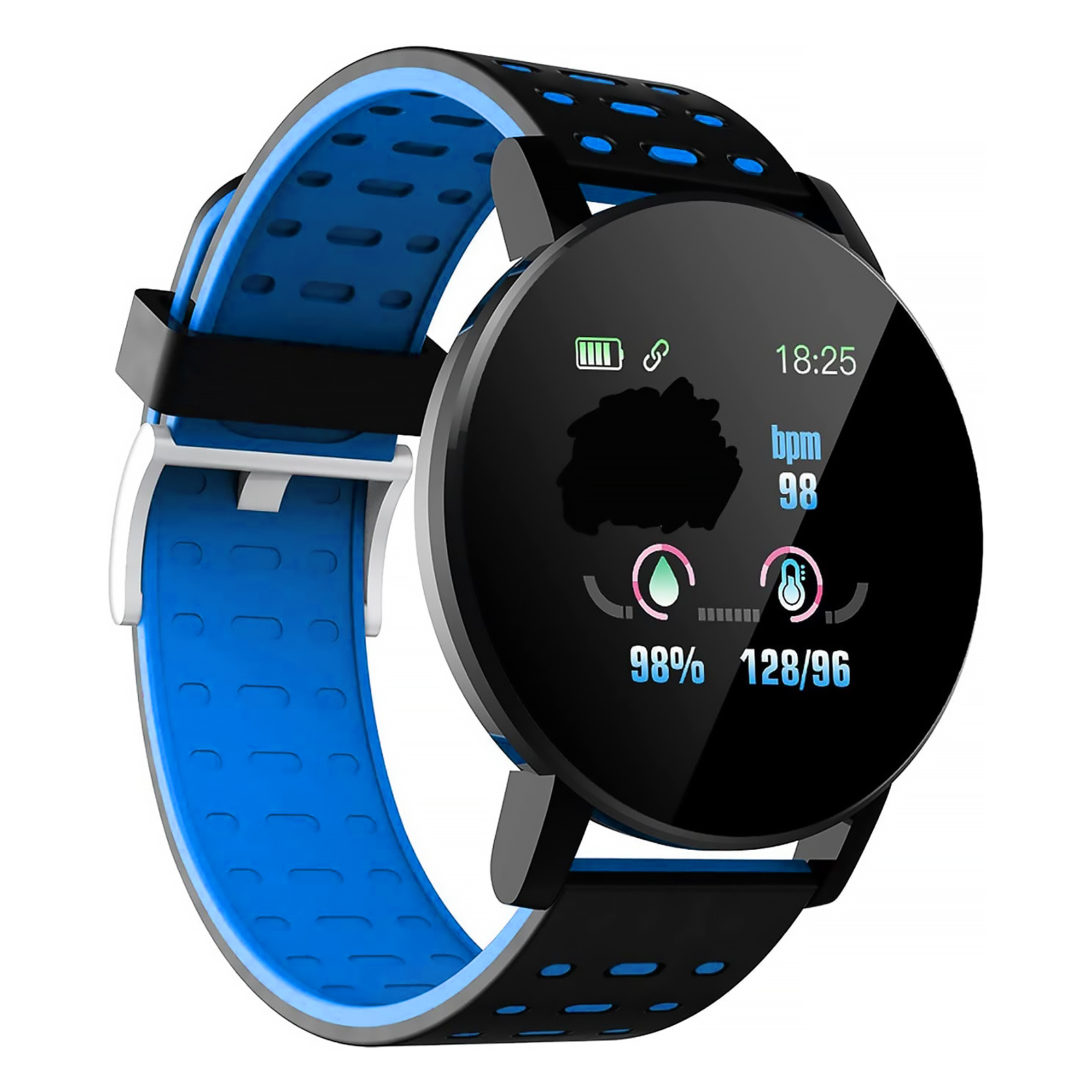 Smartwatch Walk Step Counter Heart Rate Blood Pressure Monitor Bracelet Pedometer Waterproof Fitness Tracker: Blue