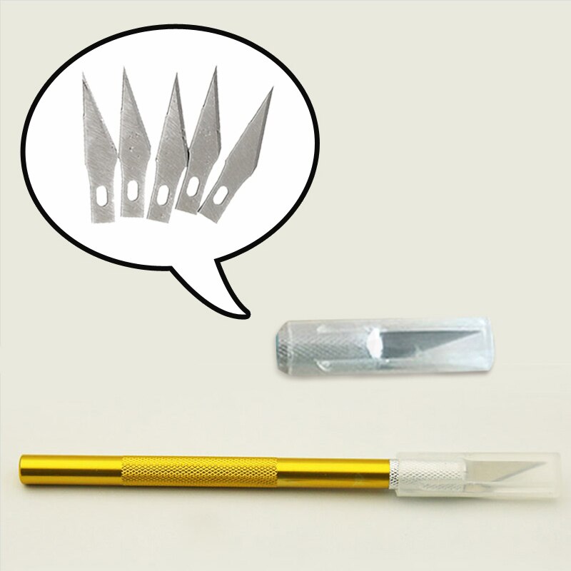 6 Knife Blades DIY Wood Carving Fruit Food Craft Sculpture Cutting Tool Metal Engraving Knifes Aluminum Rod Carving Tools: yellow 6 blade