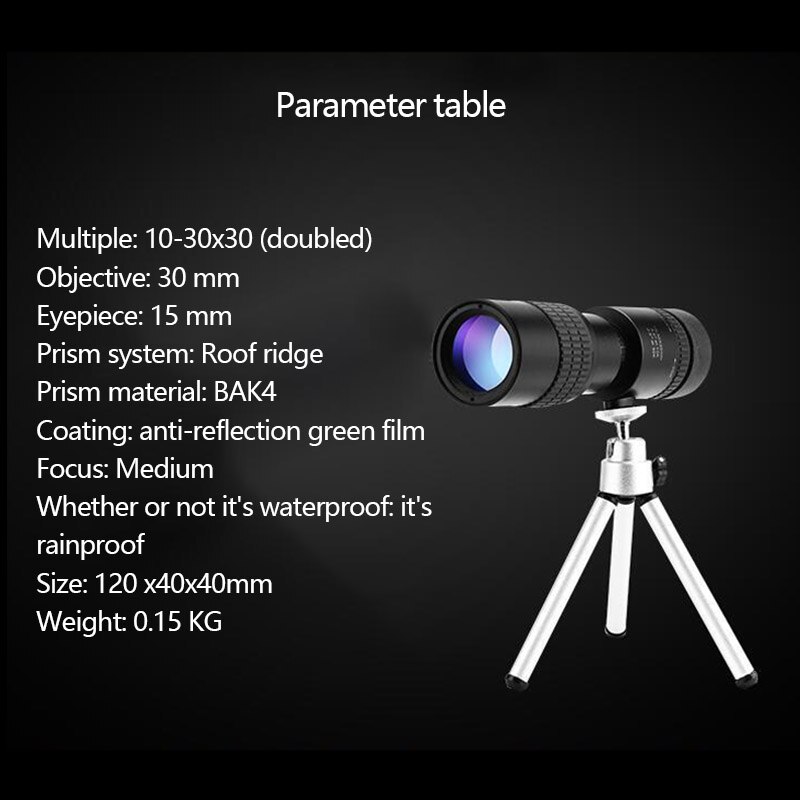 Téléobjectif grand Angle Portable 15mm Zoom 4K 10-300X40mm Super téléobjectif monoculaires avec prisme BAK4 pour téléphones mobiles