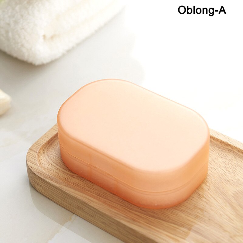 Plastic Travel Soap Box Dish Plate Case Case Holder Container Wash Shower Home Shower Bathroom Sealed Soap Case Soap Container: Oblong-A