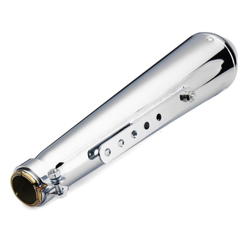 Motorcycle Cafe Racer Exhaust Pipe with Sliding Bracket Matte Silver all: Default Title