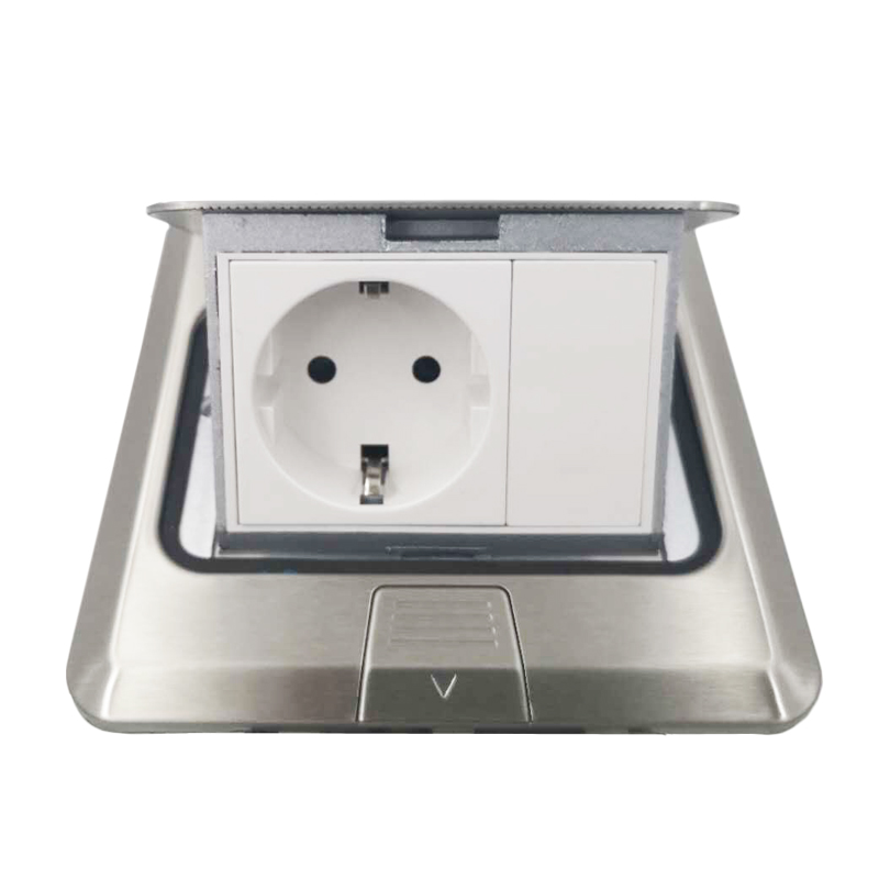 Eu standard rustfrit stål panel pop up jord stikkontakt tysk stikkontakt blank board computer usb 2 pin funktionsnøgle udskiftet