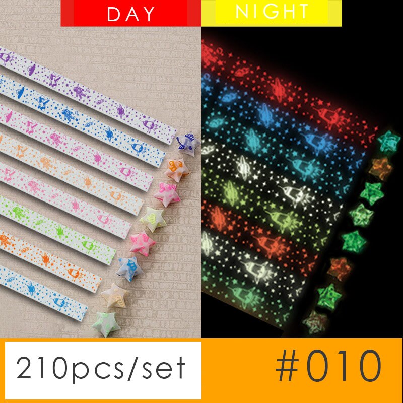 210pcs Luminous star origami paper Lucky star scrapbook paper Wishing stars paper wrapping material night glow: 010