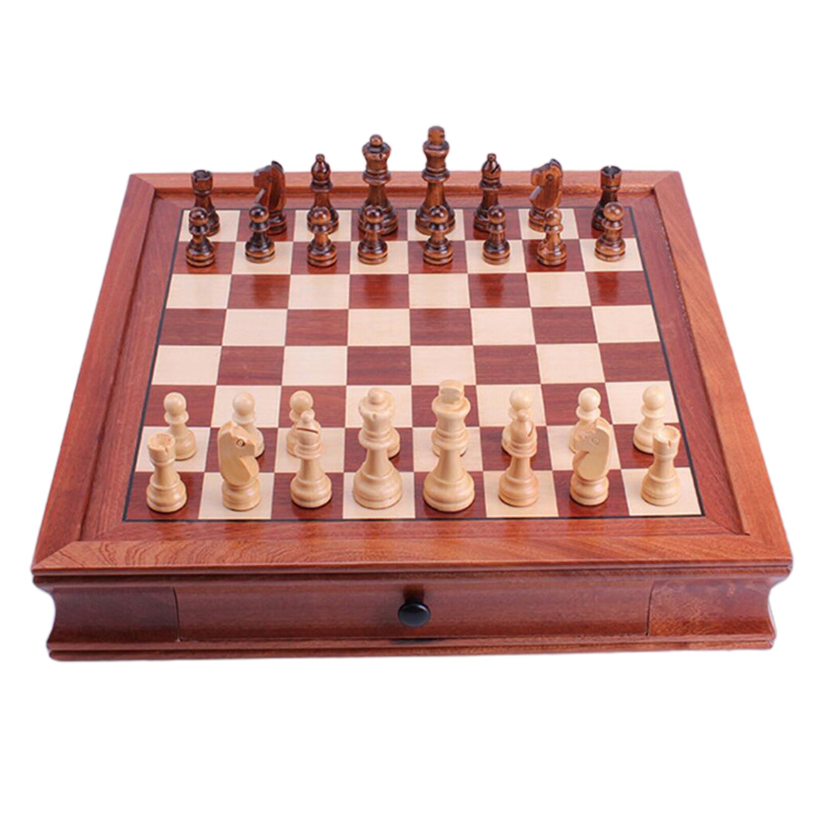 12.6" Chess Wooden Set Drawer Chessboard Handcrafted Pieces Wood Board