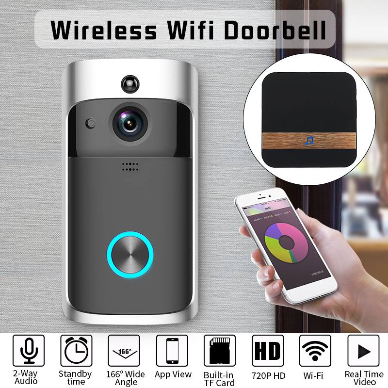 Smart wifi kamera trådløst kamera video dørklokke hjem sikkerhed wifi smartphone app fjernbetjening video dørklokke – Grandado