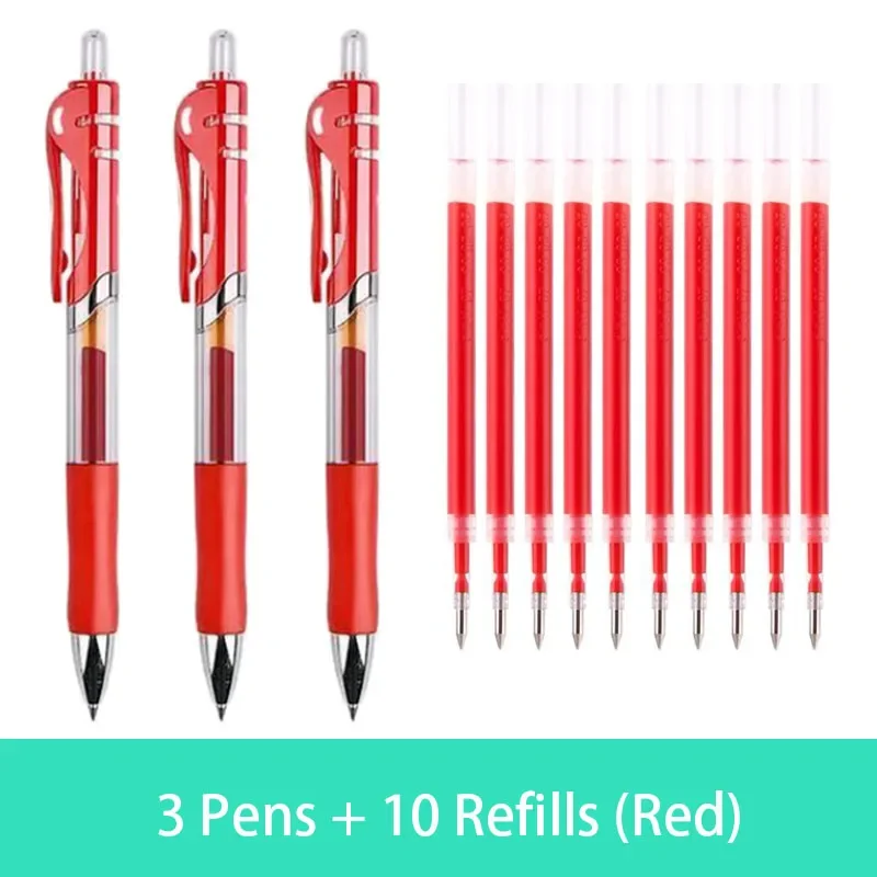 Roise Retractable Gel Pens Set Black/Red/Blue Ink Ballpoint for Writing Refills Office Accessories School Supplies Stationery