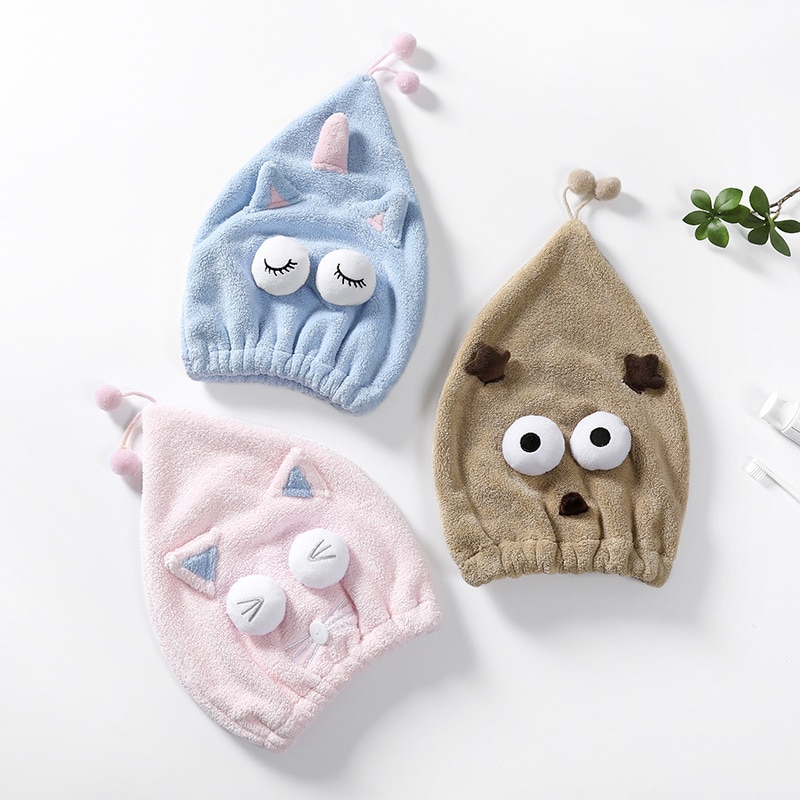 Kopf Handtuch Haar Kappe Coraline Mikrofaser Karikatur Trocknen Schnell Handtuch Trockenen Dusche Kappe für Dame Frauen Turban Kopf wickeln bat werkzeuge