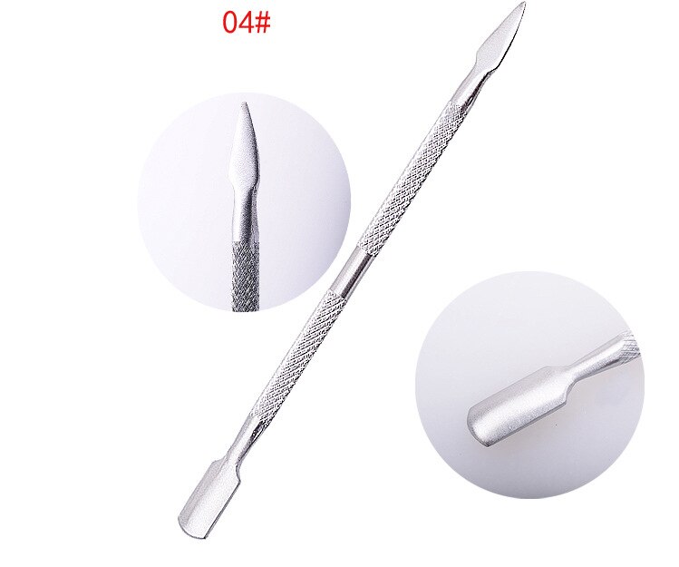 1 uds, empujador de cutícula de acero inoxidable de doble punta, removedor de empuje de piel muerta para pedicura, manicura, arte de uñas, herramienta de cuidado: 4