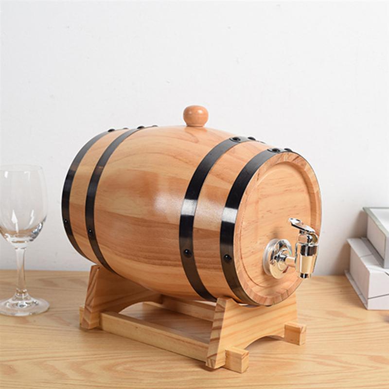 1pc Red Wine Barrel Set Wine Cellar Pub Bar Beer Storage Bucket Catering Wooden Barrel Decor Barbecue Self-Service Beer Barrel