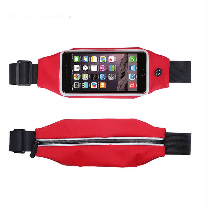 4.7 Inch Mobiele Telefoon Waterdichte Sport Running Taille Pocket Riem Case Voor Iphone 12/11 &amp; Xiaomi &amp; Samsung 4.7&quot;: RED