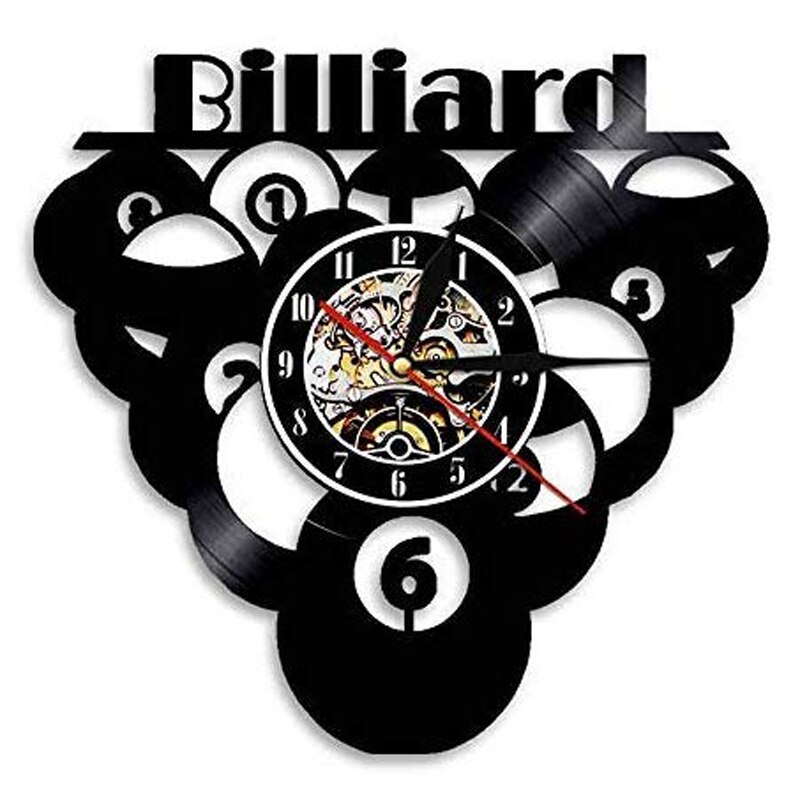 Bowling Sport Wall Clock Billiards Pool Vintage Vinyl Record Wall Clock with LED Lighting Bowling Alley Home Decorative Lamp