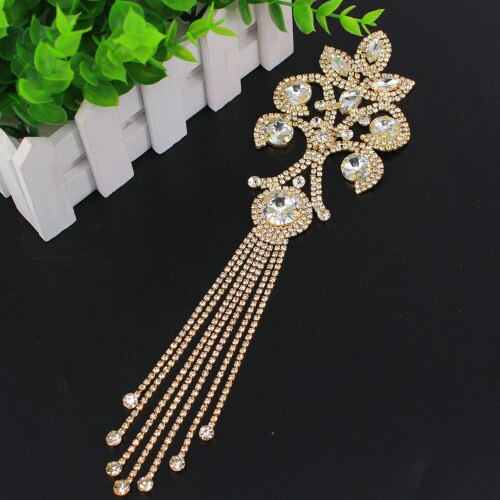 Nuevos parches de cristal brillantes de color AB hechos a mano, exquisitos, apliques de diamantes de imitación cosidos con piedras, cuentas de lentejuelas para cinturón: Gold