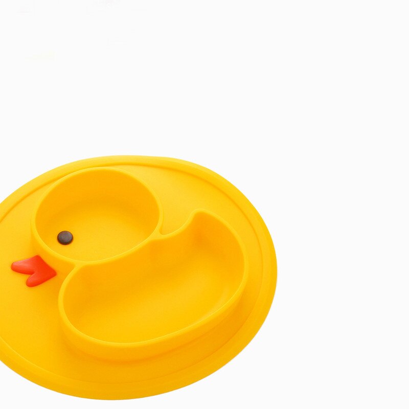 Bandeja de alimentación de silicona antideslizante para alimentos, con bonitos dibujos de animales, pato, bandeja para comida, soporte para comida para bebé, niño pequeño, Chico, cuenco para niños