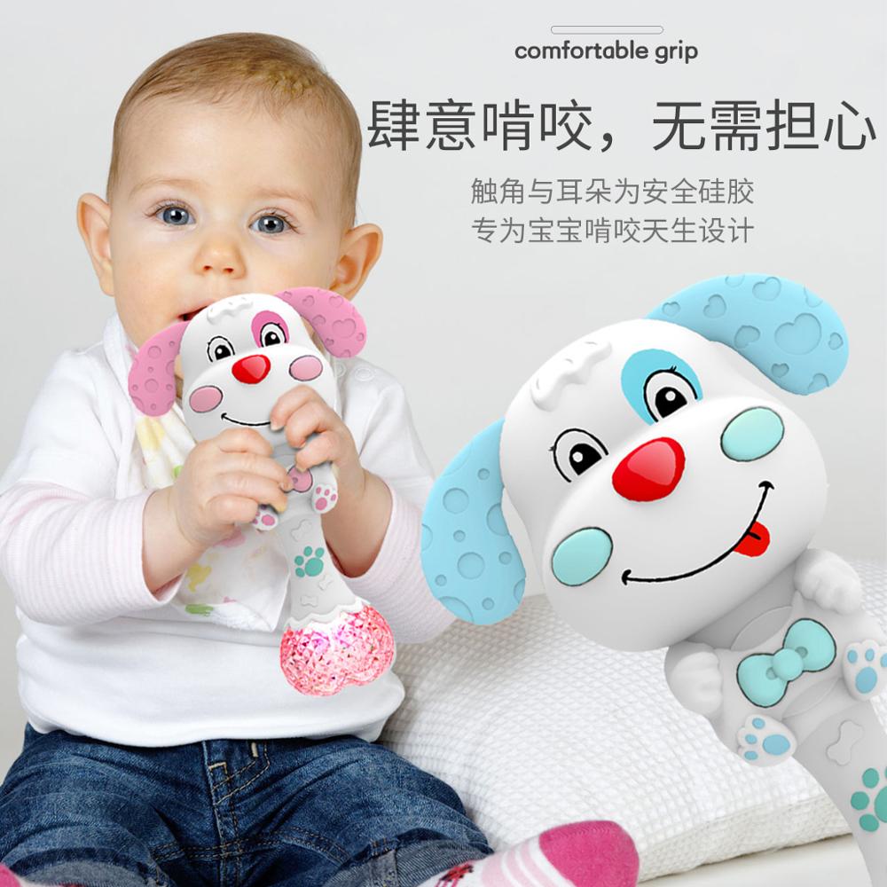 Newborn baby toy cartoon vocal toy music baby early education bed bell light sand hammer molar stick 0-1 years old