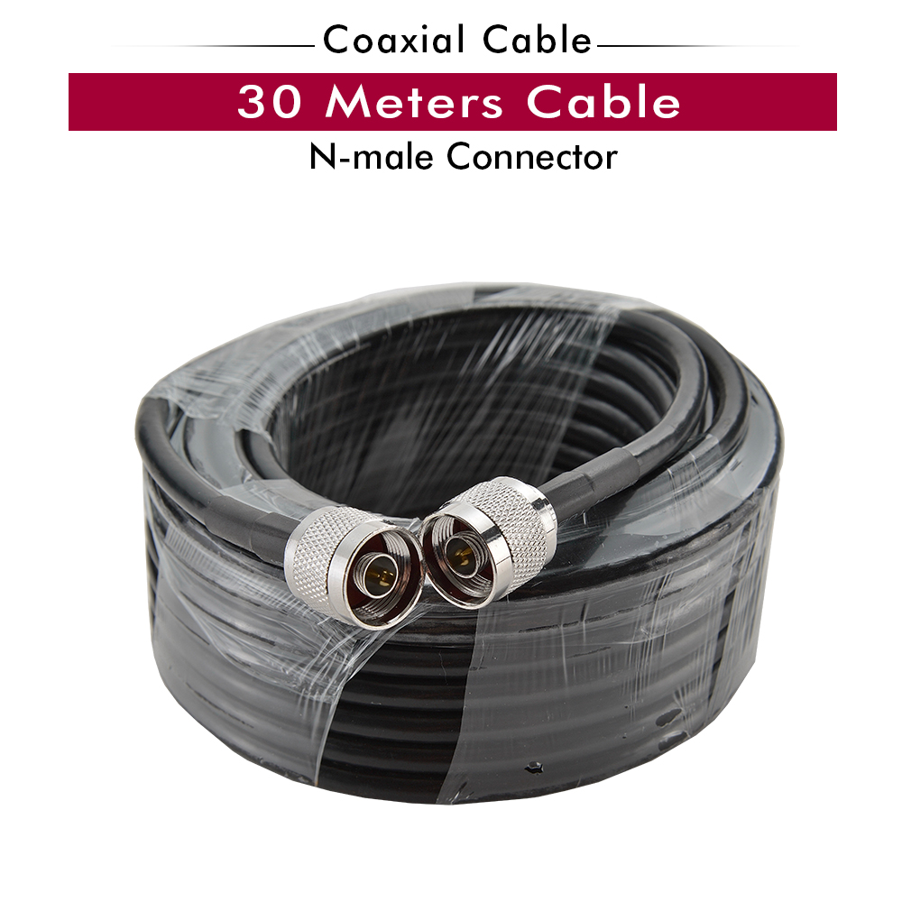 Cable Coaxial negro RG6 de 30 metros, conector N macho a N macho, Cable Coaxial de baja pérdida para repetidor de señal móvil para teléfono móvil