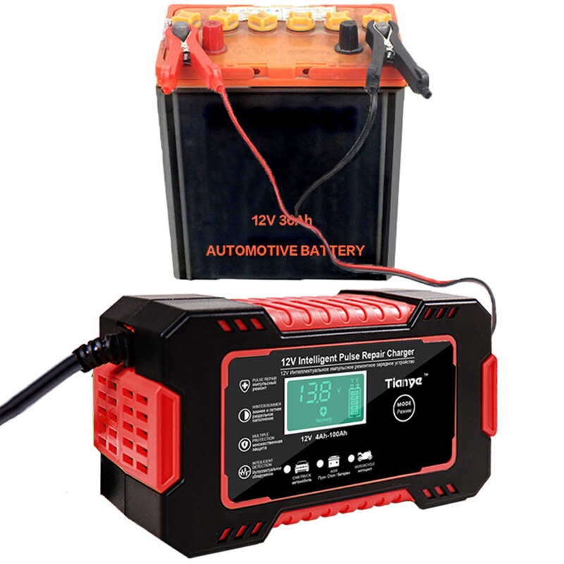 Auto Motorfiets Acculader Full Auto 12V 6A Puls Reparatie Lcd-scherm Smart Snel Opladen Agm Deep Cycle Gel lood-zuur Lader