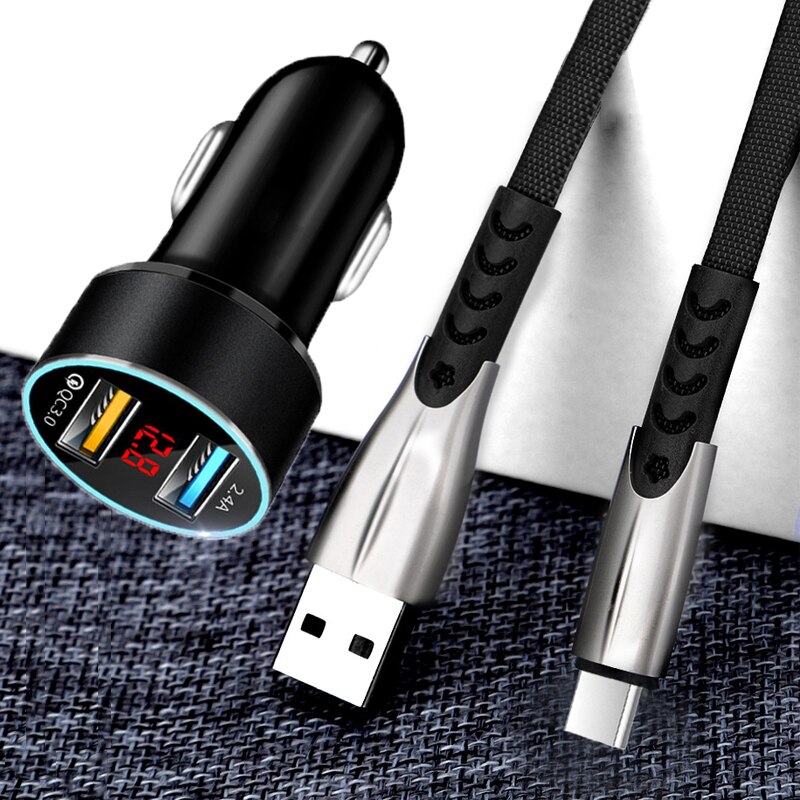 2 porty szybka ładowarka samochodowa do Redmi Note 10 lite 9 8 Pro 10T 9T 8T OPPO A74 A54 ładowarka samochodowa USB C typ C kabel
