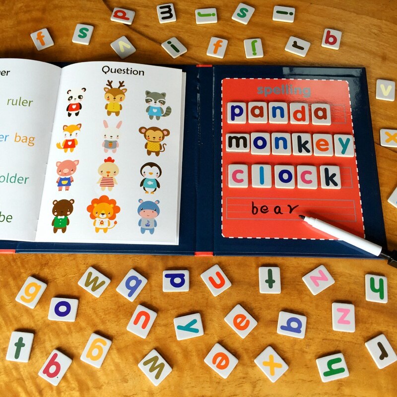 Libro magnético 3D para niños, juego de escritura con letras del alfabeto inglés, tarjetas de Educación Temprana, juguetes de escritura para bebés
