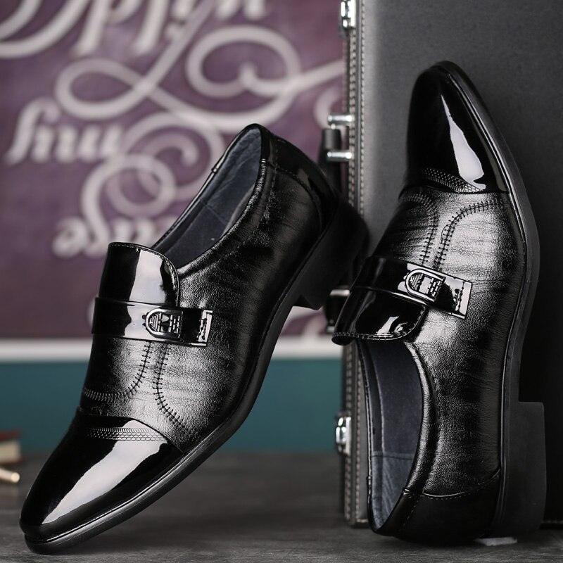 Zapatos GOODRSSON de cuero genuino de PU para hombre, trajes de Punta deslizante para hombre, zapatos de negocios para hombre, zapatos de hombre , zapatos oxfords clásicos para hombre