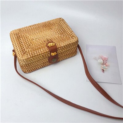 Women Vintage Beach Straw Bag Ladies Handmade Woven Rattan Messenger Handbag Summer Bali Bohemian Crossbody Shoulder Bags: M