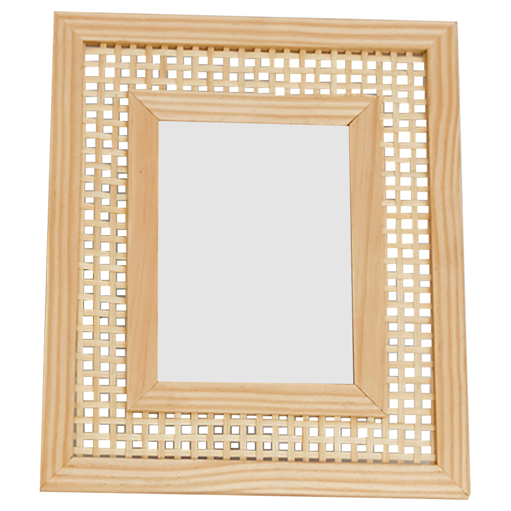 Cadre photo rectangulaire en bois naturel tissé, fait à la main, artisanat décoratif mural, support de bureau, nament moderne pour la maison: Default Title