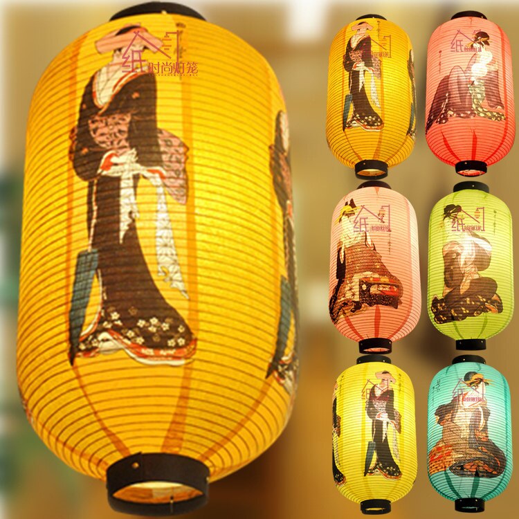 Papir lanterner japansk stil festival boligindretning tilbehør sushi butik hængende dekoration led papir lanterne kinesisk stil