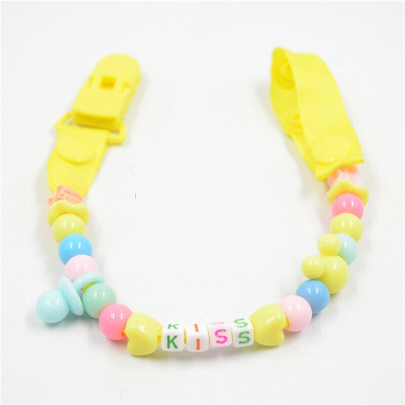 Baby Toys Clip Pacifier Chain Hand Made Colourful Beads Dummy Clip Nipple Holder Toddler Toys For Baby Reborn Teether: Yellow