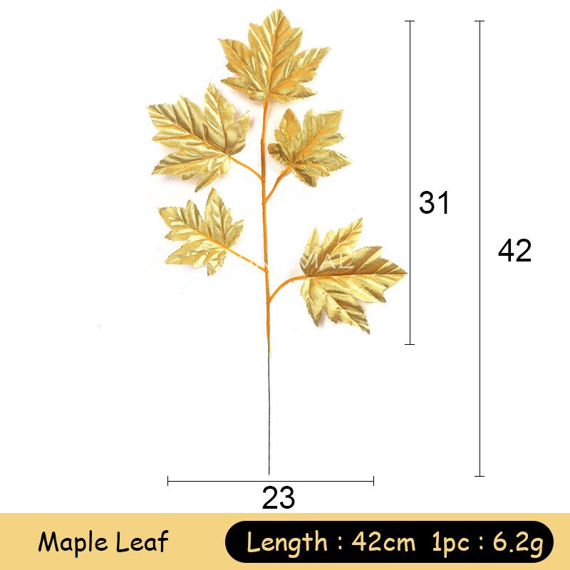 1pc Goud Kleur Bladeren Rotan Bruiloft Decoratie Kunstmatige Planten Doek Nep Monstera Leaf Muur Home Decor Feestartikelen: Maple Leaf