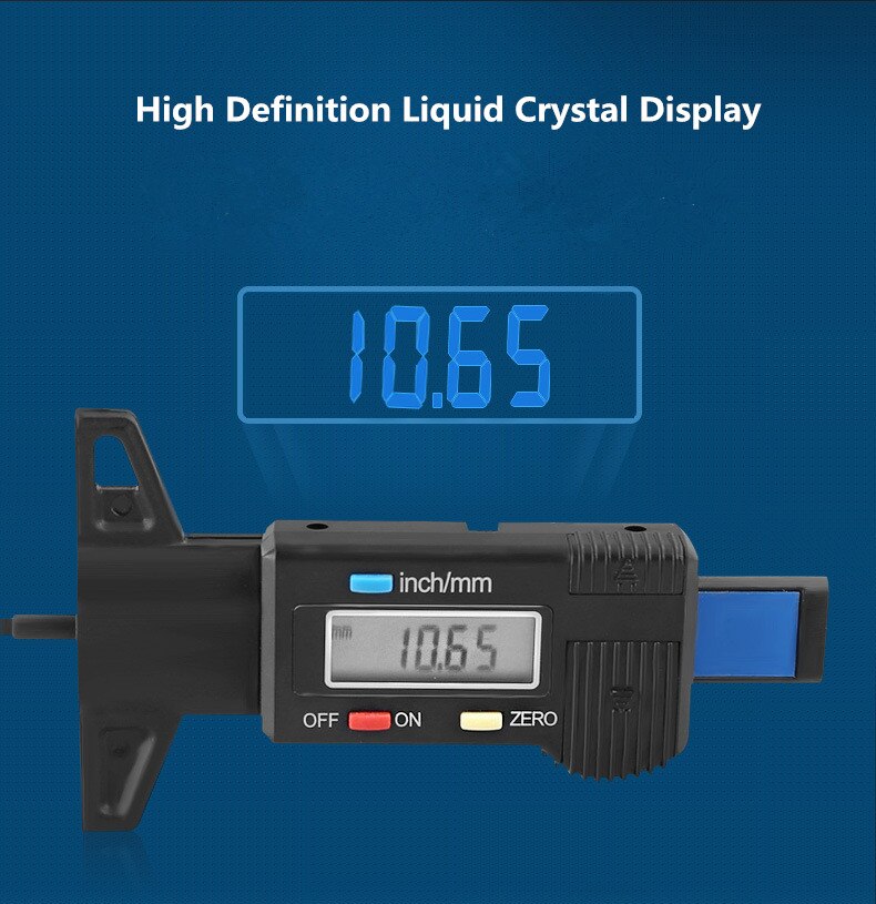 0-30MM tire wear detection Digital Depth Gauge HD LCD Caliper Tread Depth Gauge Black high precision Tire pattern depth gauge