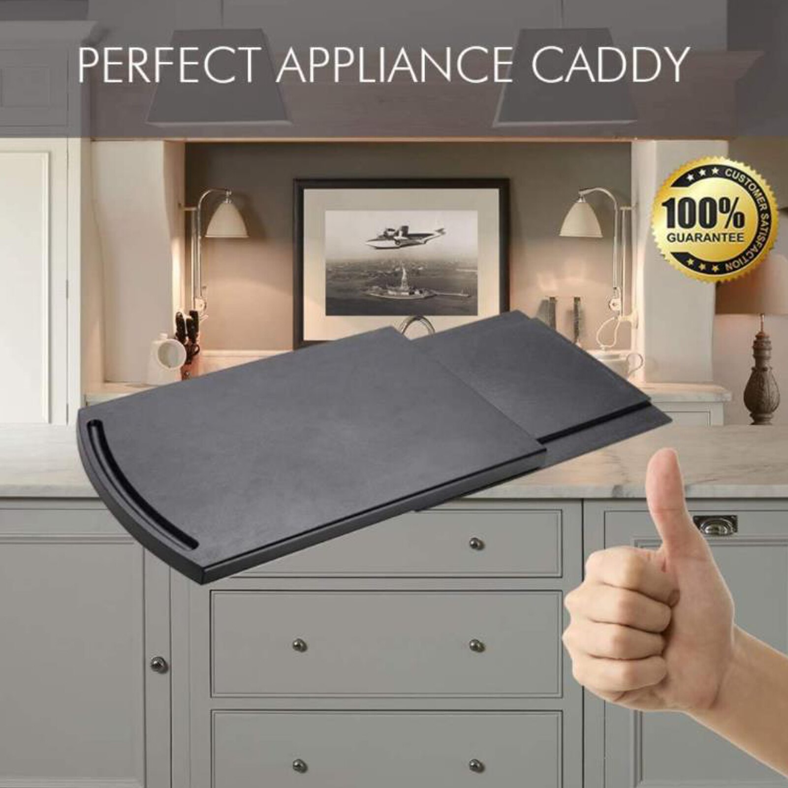 Sliding Coffee Maker Tray Slider Kitchen Caddy Coffee Tray Mat Under Cabinet Appliance Countertop Storage Sliding Shelf