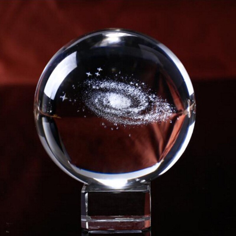 3d aurinkokunta kristallipallo planeetat lasipallo linnunrata maapallo pienoismalli kodin sisustus tähtitiede koriste 6/8cm: A kristallipohjalla / 60mm