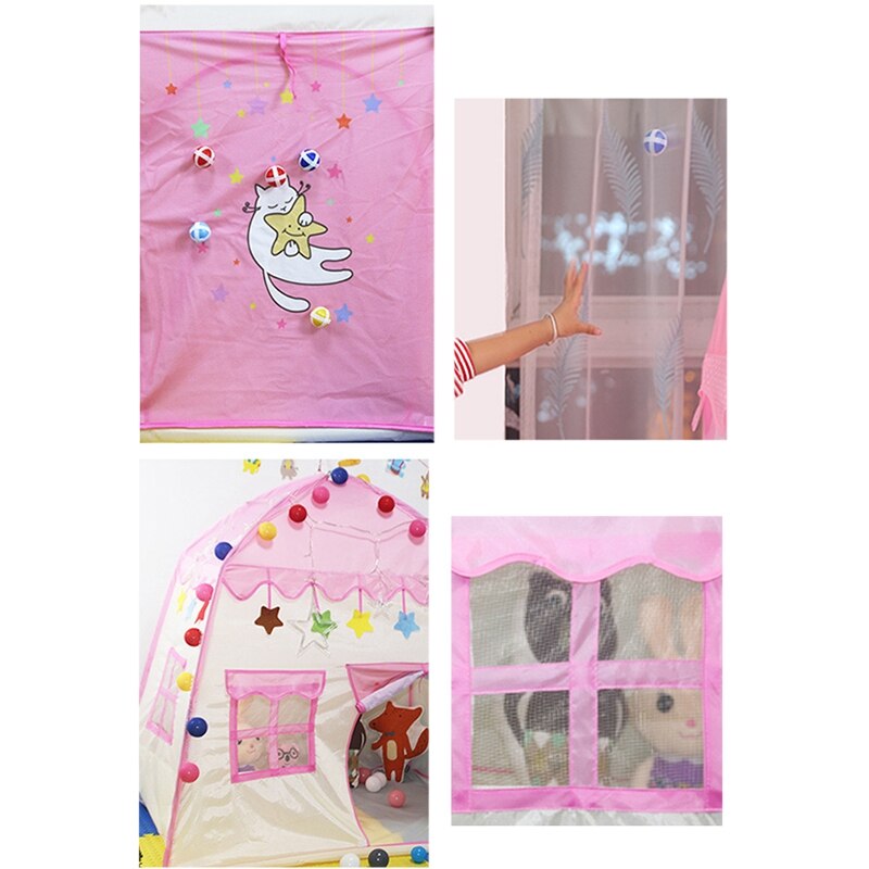 Casa de juegos interior para niños, Castillo de exterior, casa de juego de princesa para bebé, flores floreciendo, casa de juegos plegable,