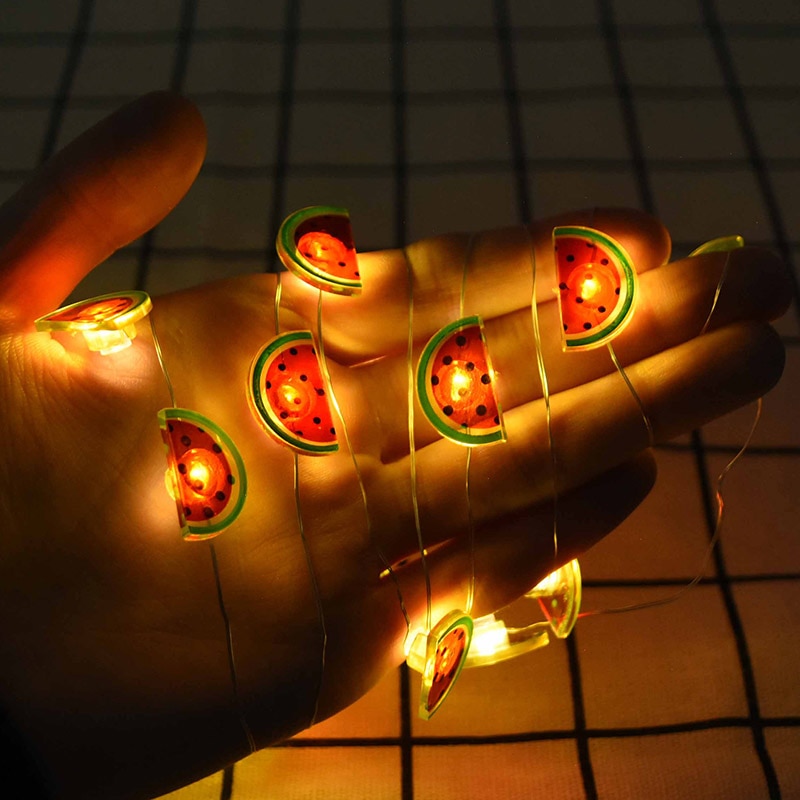 2M 20 LED Cute Fairy String Unicorn Pineapple Flamingo Watermelon String Light Garlands Wedding Festival Birthday Room Decor