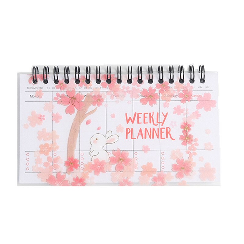 A6 Weekly Planner Notebook School Supplies Office Portable Agenda cherry Organizer Schedule Diary Monthly Stationary