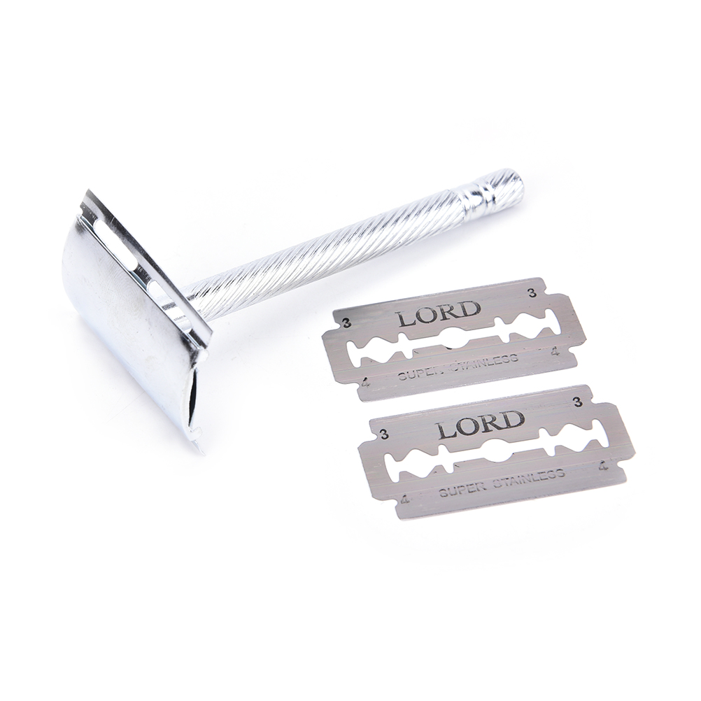 1Set Practical Safety Men Double Edge Blade Shaving Hair Razor Shaver 2 Blades Old-Style
