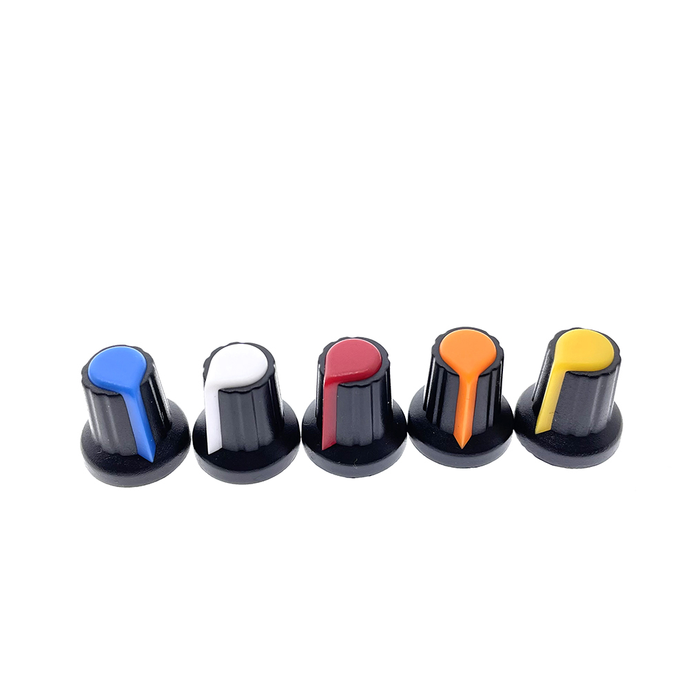 Capuchon de bouton de potentiomètre (noyau en cuivre) 15x17mm 6mm trou d'arbre AG2 jaune Orange bleu blanc rouge 5 valeur x 5 pièces = 25 pièces/lot WH148