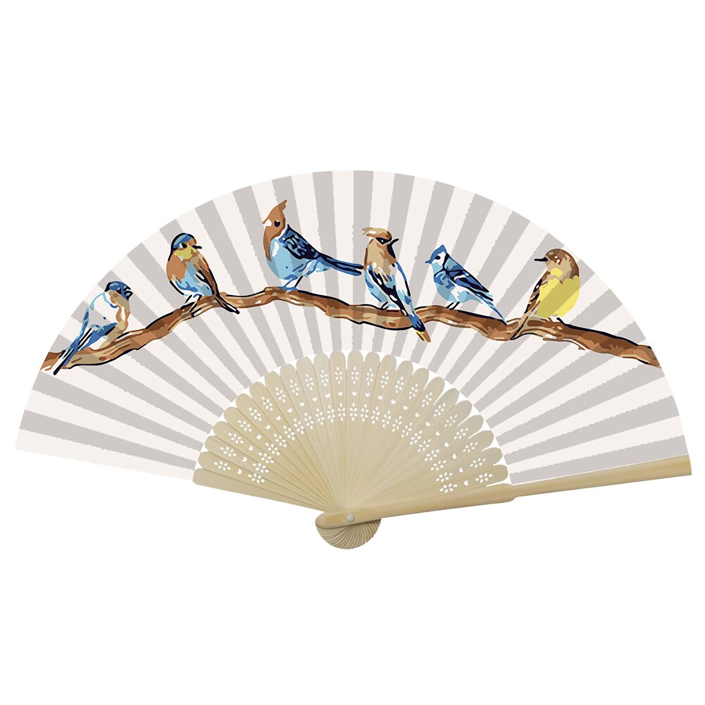 Handmade Oil Painting Ginkgo Leaf Folding Fan By Numbers DIY Painted Craft Home Decoration Digital Oil Painting Fan: R